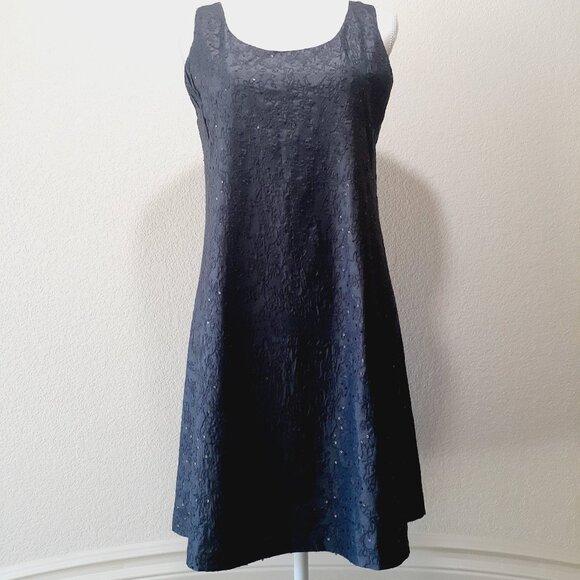 Eileen Fisher Silk Sequin  Shift Mini Dress - Picture 2 of 16